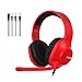 Produktbild SADES kabelgebundenes Gaming-Headset Spirits, Over-Ear-Stereo-Headset mit Mikrofon und Lautstärkeregelung, Y-Adapter, für PC, Laptop, Mac, PS4, Switch (Rot)