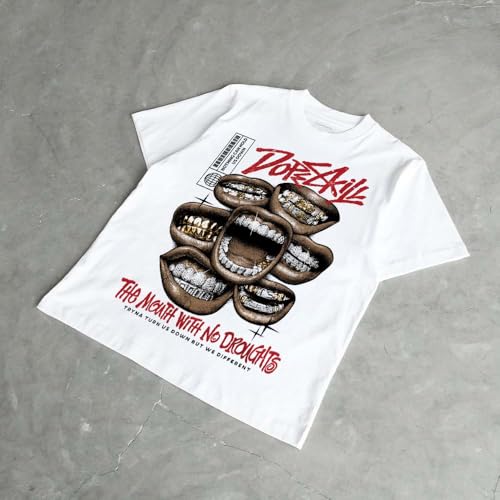 Image of DopeSkill Graphic Tee Streetwear Hip Hop Hypebeast Unisex T-Shirt Sneaker Colour Matching Shirts Rapper Mouth