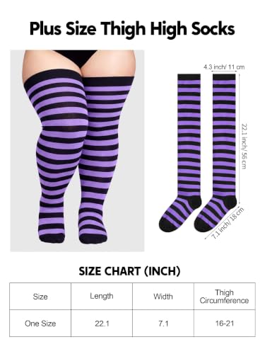 Image of Apoway 6 Pairs Plus Size Thigh High Socks Warm Thigh High Stockings Over the Knee Socks for Women, L-XXL