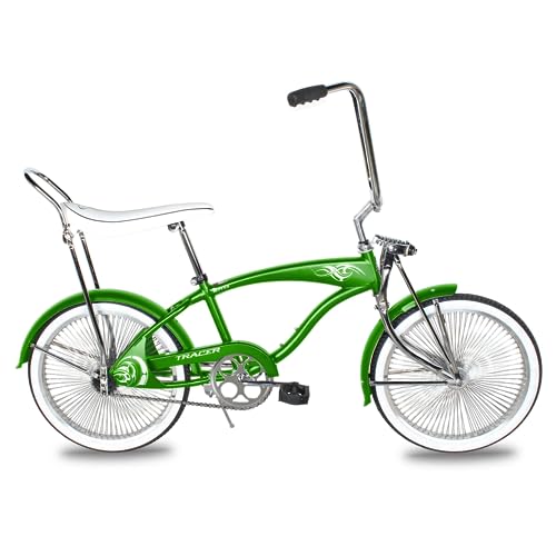 Tracer Hyena Retro Beach Cruiser for Adults,20 Inch Wheels,1.75 Tire, City Bike, Lowrider Springer Fork Retro Banana Seat,High Rise Handlebar-Green