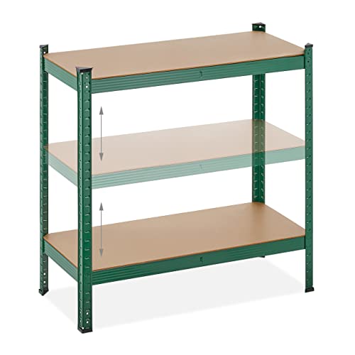 Relaxdays Estantería Metálica 5 Baldas, 180x90x40 cm, Resiste 875 kg, Cargas Pesadas, Almacenaje Taller y Garaje, Verde - imagen 7