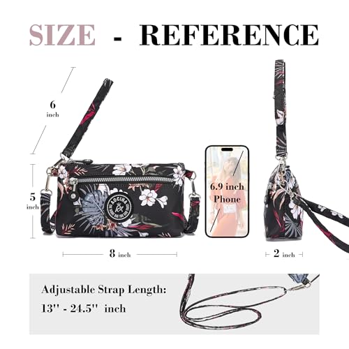 Image of Small Wristlet Wallets for Women Nylon RFID Cross body bag | Cell Phone Purse with Built-In Card Slots for Daily Outings