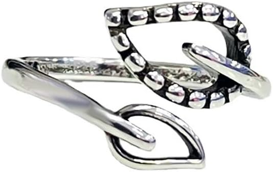 925 Sterling Silver Hollowed Out Leaf Ring, Unique Women's Fresh and Trendy Personality, Forest Style Silver Plated Retro Style Leaf Tail Ring Jewelry-Making-Patterns
