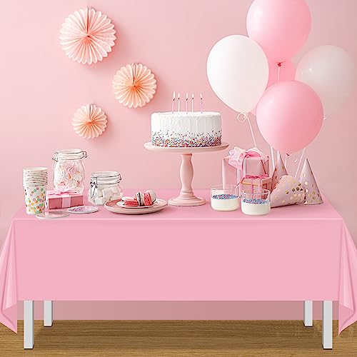 Image of 12Pack Pastel Color Tablecloths,Plastic Mix Color Tablecloth Disposable Rectangle Table Covers for Baby Shower, Wedding, Birthday Party, Easter and Ice Cream Party Decoration,6 Color, 54 x 108 Inch