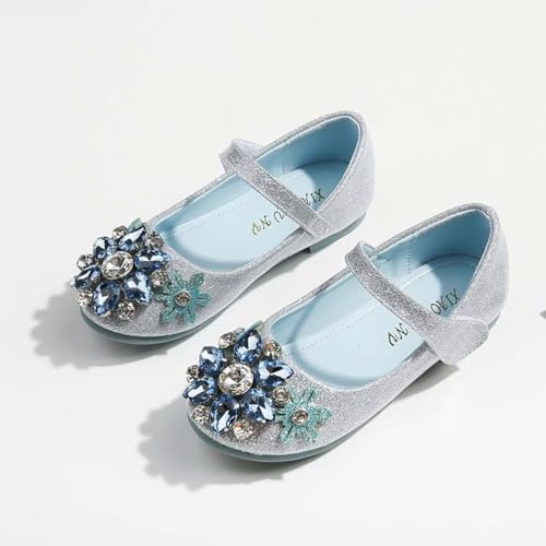Girls Mary Jane Shoes Princess Elsa Sparkly Flats for Toddler Kids Wedding Birthday Party Costume Dress Up2