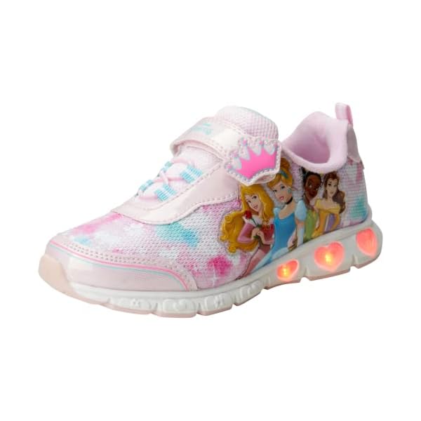 Disney Girls’ Princess Shoes - Slip On Laceless Light-Up Sneakers: Ariel, Snow White, Belle, Rapunzel, Moana, Cinderella…