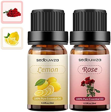 Rose Lemon Essential Oil for Diffuser, Lemon Oil for Skin, Aromatherapy, Candle Making, Organic Rose Oil Essential Oil Set 2PCS 10ML