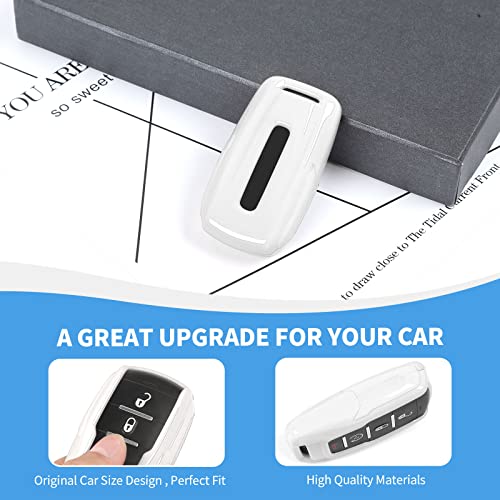 Image of RAZPOY for RAM Key Fob Cover, ABS Key Case Cover Holder Protector Compatible with for 2018-2023 Dodge RAM 1500 2500 3500, White