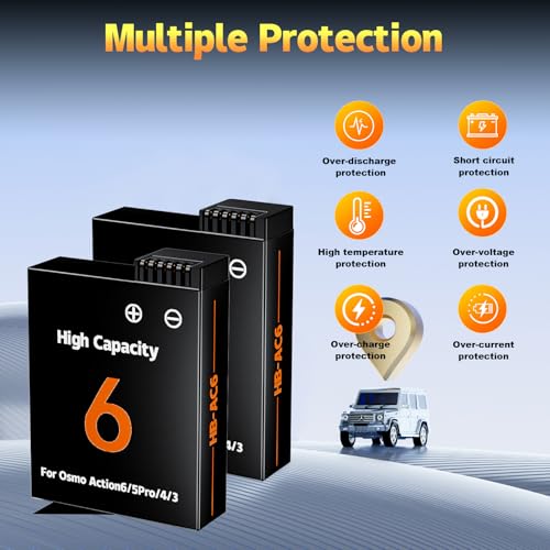 Image of Upgraded 2800mAh Osmo Action 6 /5 Pro /4 /3 Battery Charger Kit 2-Pack Battery and 3-Channel Fast Charger Hub, Compatible for DJI OSMO Action 6, Action 5 Pro, Action 4, Action 3, OSMO 360 Cameras