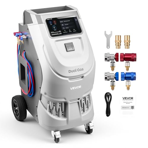 VEVOR Fully Automatic Refrigerant Recovery Machine for R134a & 1234fy 98.5% Accuracy 10-Inch Touch Screen AC Recovery Vacuum and Recharging for Standard and High Voltage Automotive A/C Systems