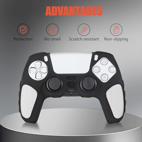 Image of PSS PS5 /PS5 Slim Controller Silicone Cover Case Anti Slip Protective Case Sleeve Compatible for PS5 Controller Remote Accessories (Black /White)