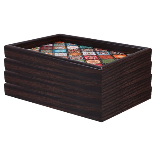 Bandeja de madera bohemia SHINEOFI pack de 4 unidades rectangulares de 30x20cm para el hogar 2