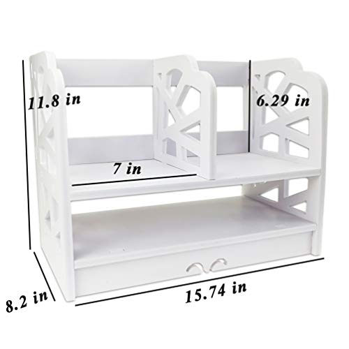 YGYQZ Small Bookshelf Desktop Storage Organizers - Mini Narrow Desk Rack White for Women, Kids, Men for Office Home Decor Accessories