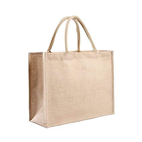 Mayyou Sac à provisions réutilisable en toile de jute très résistant, grande capacité avec deux poignées, pliable et lavable Cover