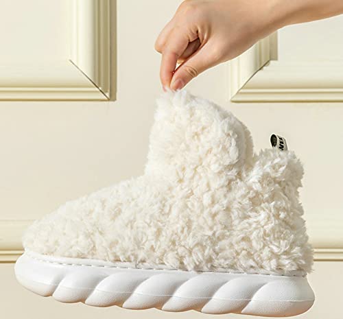 Women Men Bootie Slippers Fluffy Furry House Slipper Winter Warm Anti-Skid Plush Christmas Slippers with Faux Fur Lining2