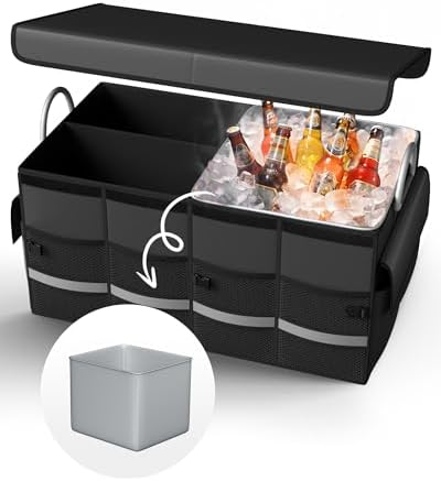 Trunk Organizer for SUV - Car Organizer with Removable Cooler Bag...