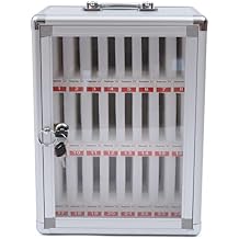 24 Slots Cell Phone Lockable Storage Box, Aluminum Alloy Cell Phones Storage Cabinet, Wall-Mounted Pocket Chart Phone Lock Box w/Portable Handle for Classroom Office