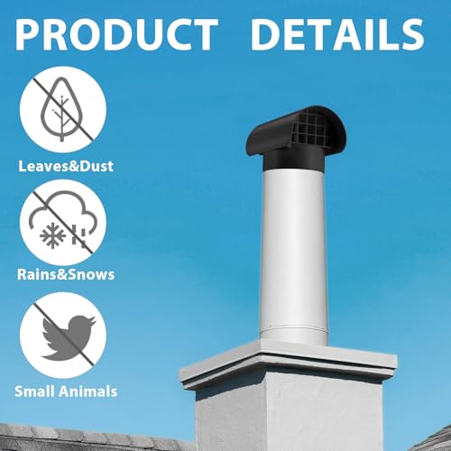 Innconee 3 Inch Radon Vent Cap for Schedule 40 Pipes PVC Fan Pipe Cap with Screen Termination Exhaust Cover with Screen Stop Rain Snow Leaves for Radon Flue Roof Ventilation System
