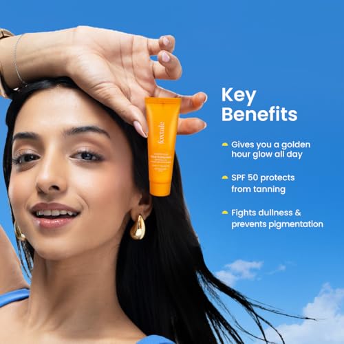 Image of Foxtale Glow Sunscreen SPF 50 PA++++ with Vitamin C & Niacinamide, In-Vivo Tested, Sensitive-Skin Friendly, Made with 100% New-Gen Filters, Lightweight, Non-Greasy, No White Cast |For Men & Women | All Skin Types | 10 Ml