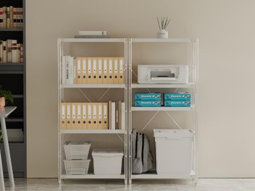 Image of 4-Tier Industrial Bookshelf, Wood and Metal Shelf Unit, Storage Bookcase