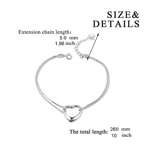 Yfn Heart Anklet For Women Sterling Silver Adjustable Foot Ankle Bracelet 8+2 Inch (Heart Anklets) #TOP4