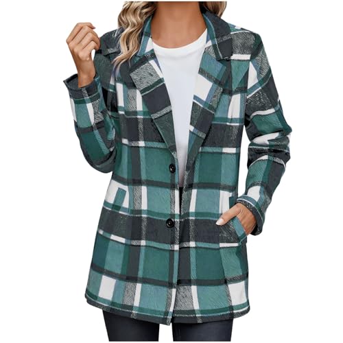 Manteau en laine pour femme à carreaux Masrin | Trench long boutonné d'automne