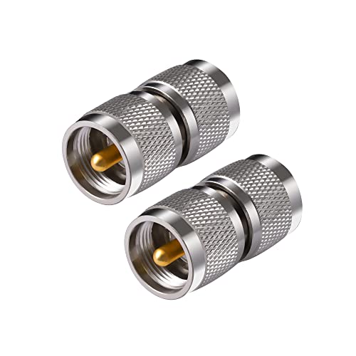 Vecys 2PCS Adaptadores UHF PL-259 UHF Macho a UHF Macho Adaptador de Cable Coaxial Conector SO-239 para Radioaficionado