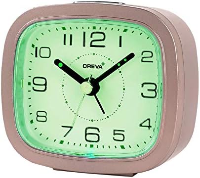 Plastic Alarm Table Clock with LED and 4 Step Buzzer Sound (Brown Body Green, 9.4 cm x 3.9 cm x 8.5 cm, AA3507)