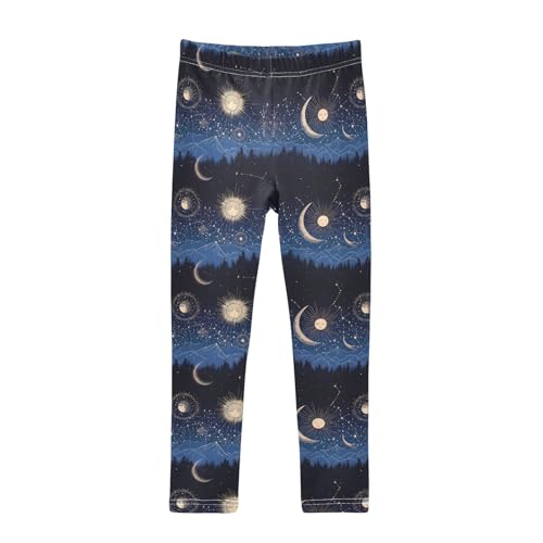 ALAZA Girls' Leggings Children's Yoga Pants Skinny Printed Dance Sun Moon Forest Starrysky Comfortable 4T