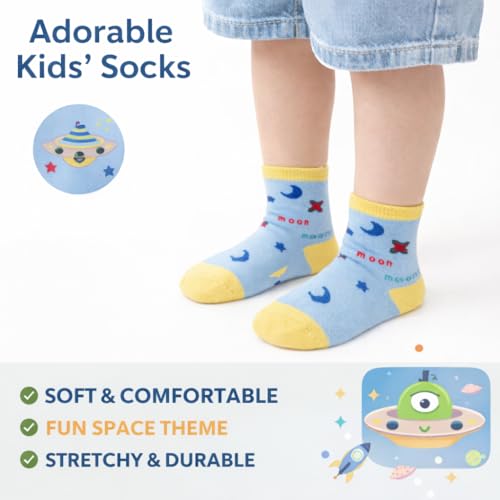 Image of Kids Socks Set, Colorful Designs, Striped Patterns, Cotton Blend, 5 pairs, mix design (1-11 years)