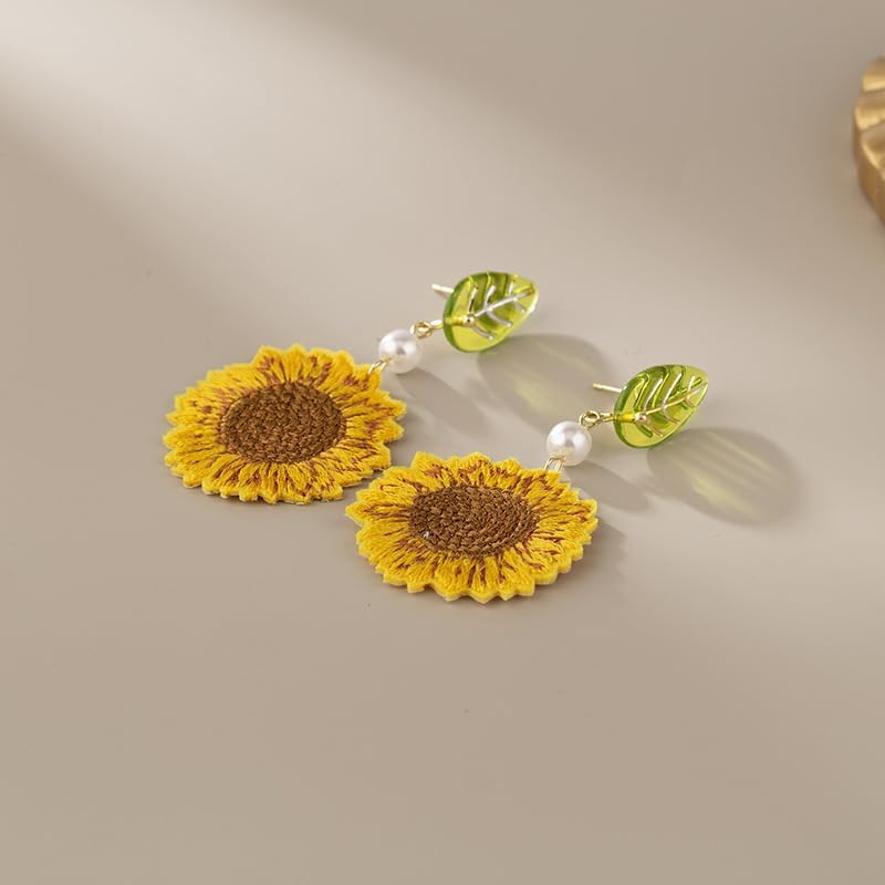 Sunflower Earrings for Women 3D Sunflowers Daisy Flower Stud Dangle Earrings Unique Flower Clip on Earrings Bohemian Statement Earrings Spring Jewelry Gifts - Image 6