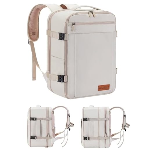 MOCOCITO Hand Luggage Backpack for Ryanair 40 x 20 x 25, Underseat Cabin Bag, Maximum Size of Cabin Travel Bag, Flight Bag, Luggage Weekender with Shoulder Strap, Handbag, Sports Bag, 20L, Cream beige