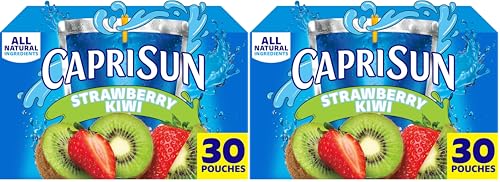 Capri Sun Strawberry Kiwi Naturally Flavored Juice Drink Blend (30 ct Box, 6 fl oz Pouches) (Pack of 2)