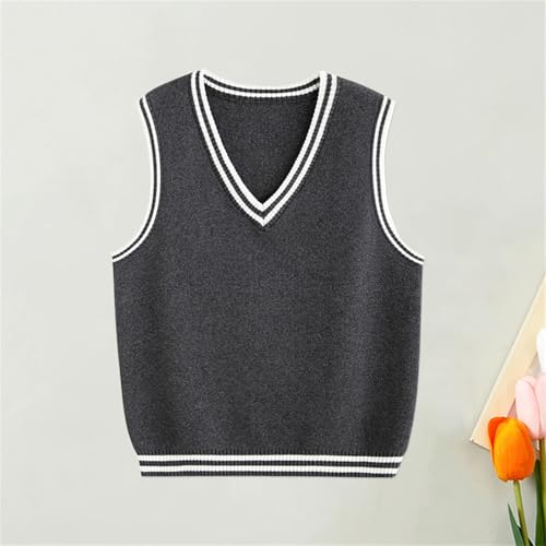 School Uniform Sweater Vest Teen Girls Y2K V Neck Knitted Sleeveless Pullover Tank Tops Kids Fall Classic Waistcoat2