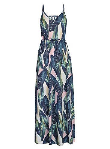 Huskary Womens Sleeveless V Neck Spaghetti Strap Pockets Beach Boho Tropical Summer Maxi Dress #TOP2