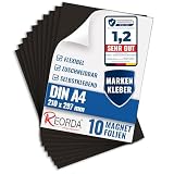 REORDA® Magnetfolie DIN A4 selbstklebend 10er Set - Magnetpapier...