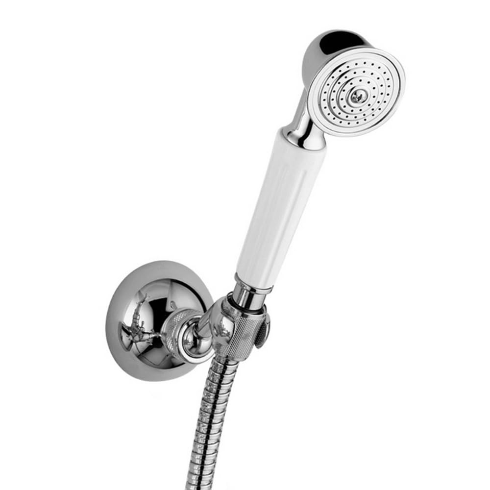 Schläfer 35601013 | Rubinetto Esterno Doccia Vasca da Muro Vintage con 2 Manopole Antiche, Rubinetto in Ottone Stile Retro con Doccetta e Supporto Muro - cromo