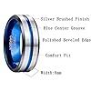 NUNCAD Men's Rings Silver 8mm Tungsten Wedding Ring for Men Blue Simple Band Ring with Groove Black Beveled Edges Size T #4