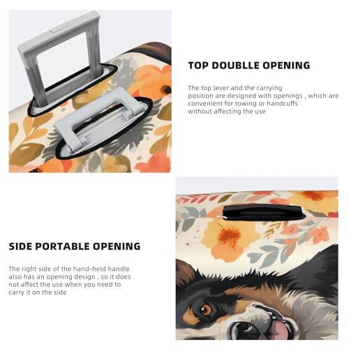 Cattle Dog Florals Luggage Cover Stretch Washable Suitcase Protector Suitcase Cover Anti-Scratch Luggage Sleeve Elastic Suitcase Case Protector Baggage Cover Fits 18-32 Inch4