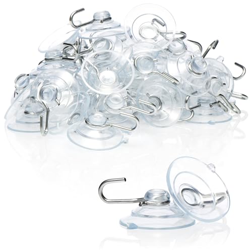 com four® 40x Ventosas   Soporte de Ventosa Universal con Ganchos de Metal   Ventosas para Colgar Luces de Colores, Toallas y Decoraciones (Ø 3cm   40 piezas)