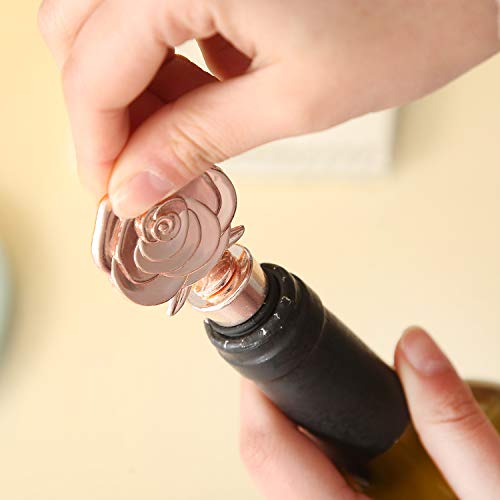 24Pcs Wine And Beverage Rose Stopper Rose Gold Bottle Stoppers Keep Wine Fresh Holiday Party,Wedding Birthday Party Decor Wine Stoppers Wine Lovers Funny Gifts (Rose Stopper, 24) #TOP3