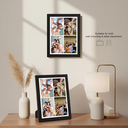 Image of Framekaari Customized Collage Photo Frame | Personalized Gift | Custom 4-Photo Collage | Family, Friends & Travel Memories | Room Decor | Tabletop & Wall Mount | 16x21 cm (Design-11)
