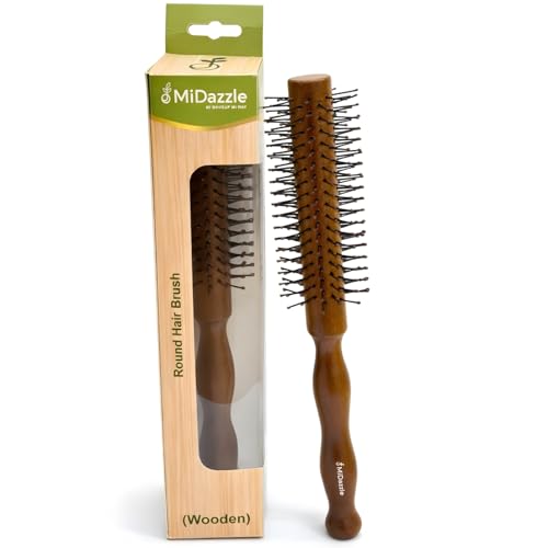 Image of Midazzle Wooden Bold Hair Brush for Women & Men | Natural Wooden Bristles Scalp Massage Comb | Anti-Static, Reduces Frizz & Hair Fall | Detangling Paddle Brush for Thick, Curly & Straight Hair (MIHB0047) (MIHB0044)