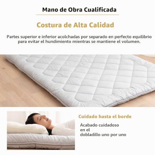 Miniatura 6 de Emoor Futón Japonés Plegable Japanese Folding Futon Mattress Antihundimiento 140 X 200 Cm Fabricado En Japón Gris, 100 Algodón Plegable Tatami Shikibuton Made In Japan