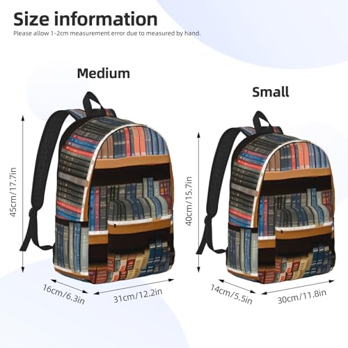 library bookshelf 1 print Backpack for Women, Work Business Backpacks Laptop Bag College Bookbag for Travel4