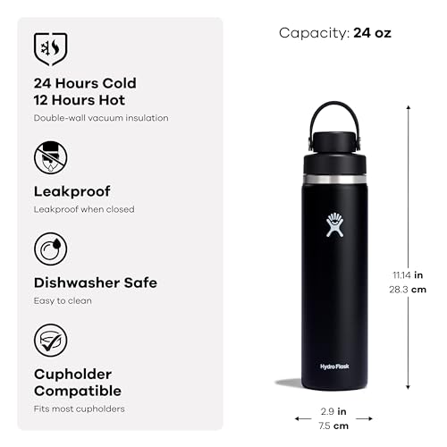 Image of Hydro Flask Water Bottle - Insulated Stainless Steel - Wide Mouth Chug Lid, Non Spill, Leakproof in 24 Oz Birch Gray
