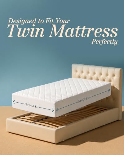 Image of Quilted Fitted Mattress Pad, Twin Mattress Protector Topper with Deep Pocket Stretches up to 16 Inches, Machine Washable Mattress Cover by Utopia Bedding (White)