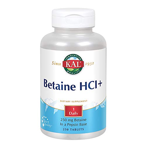 KAL Betaine HCL Tablets, 250 mg, 250 Count