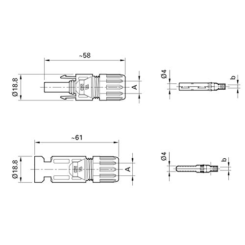 Stäubli 5 Paar MC4 Stecker - Buchse + Stecker 4-6 mm² Typ 4 PV-KBT4/6I 5 Paar 4 mm² - 6 mm², Kupfer