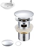 Bonde Lavabo Pop Up Bonde de Lavabo avec Trop Plein, Bonde Clic Clac en Acier Inoxydable, Bonde de Vidage Valve avec 3 Joints de Rechange, Bouchon Lavabo Universel pour Lavabos de Toutes Sortes